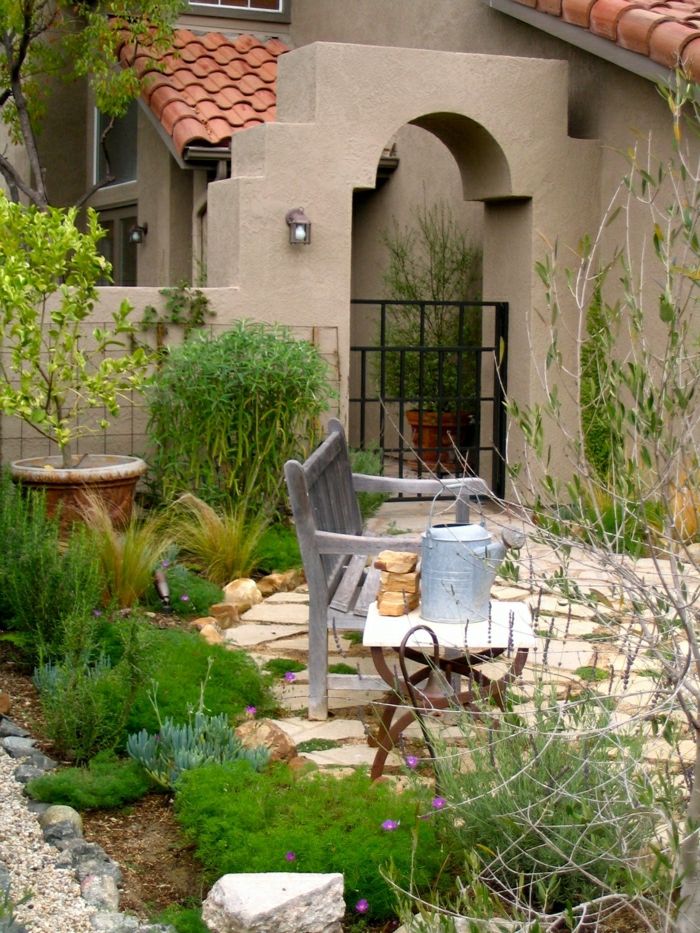 House Garden middelhavs dekorative stein benk topp vanning