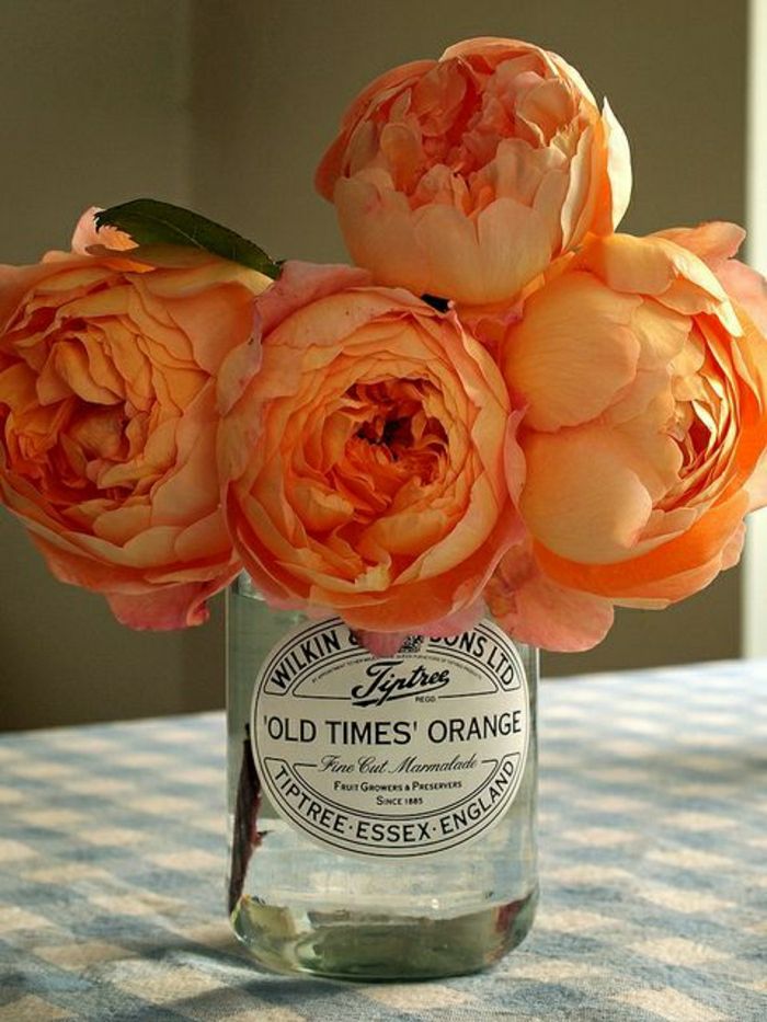 House Dekoration vintage Einweckglas-orange blommor