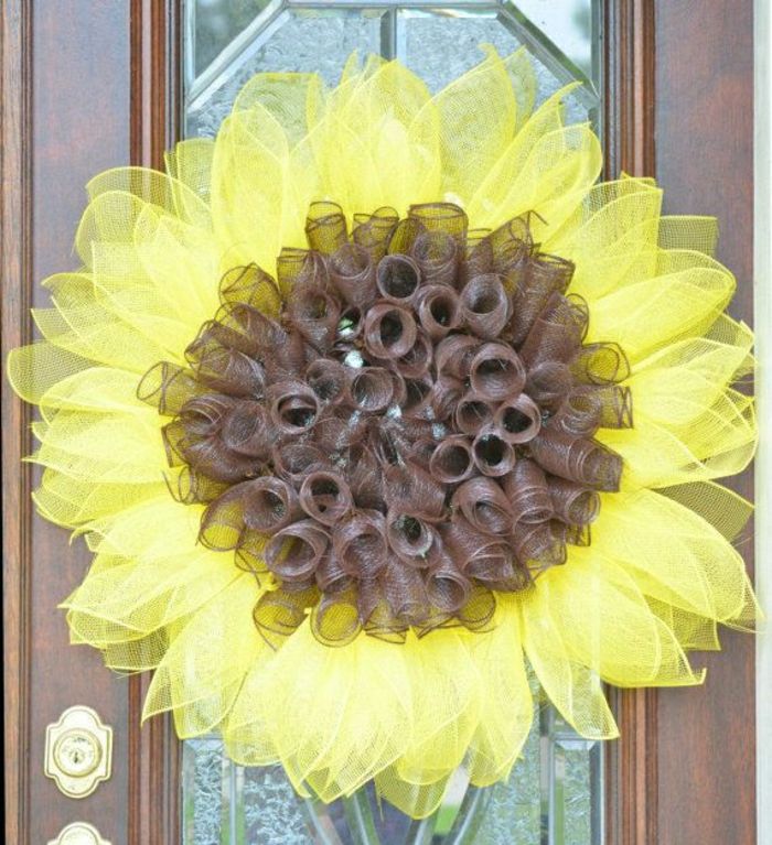 Vrata dekoracijo venec, ki sama po sebi velik Sončnica til organza