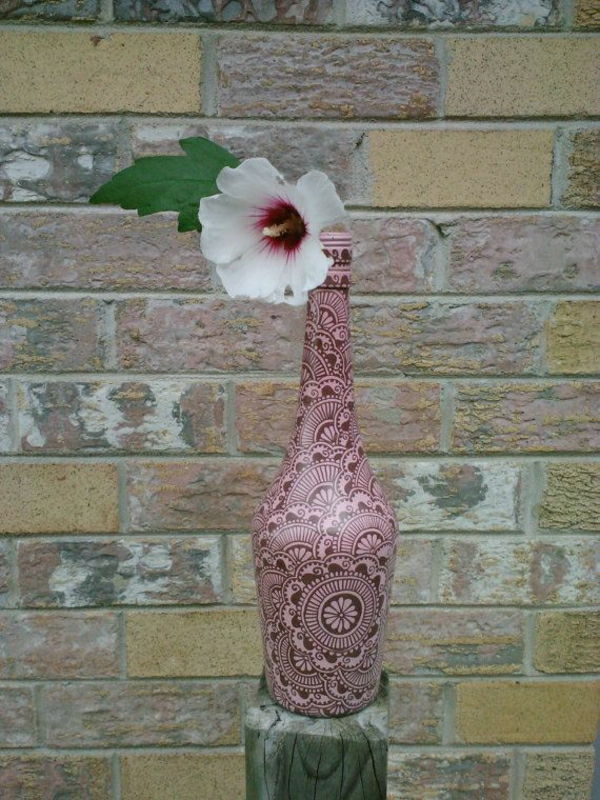 Henna Pattern Decoration Pink Brown Bottle Flower