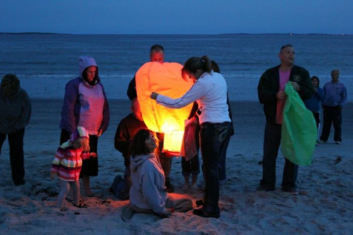Sky Lantern beach-sand-sea-dark