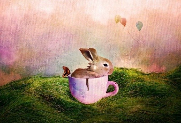 Bakgrund påsk med kanin-in-a-cup