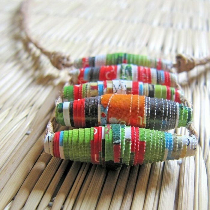 Hippie Boho smycken kedja textilfärg