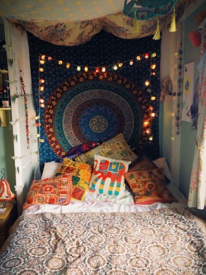 Hippie Dormitor perete Mandala imprimare boho perna