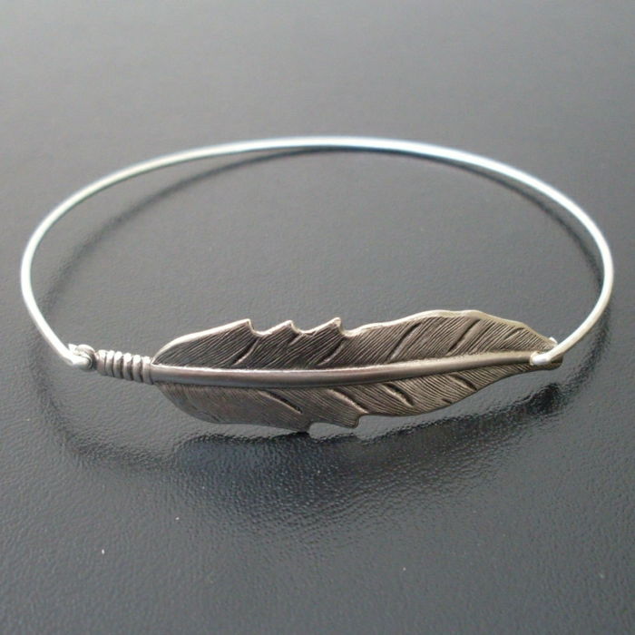 Hippie biżuteria bransoletka srebrny liść dekoracja