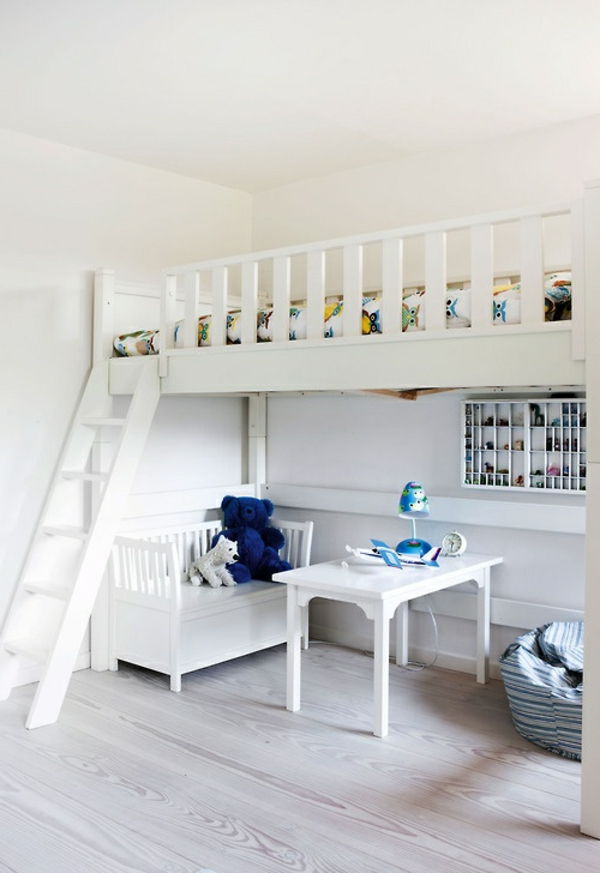 Dviaukštės lovos-su gražus dizaino darželio baldai-in-White