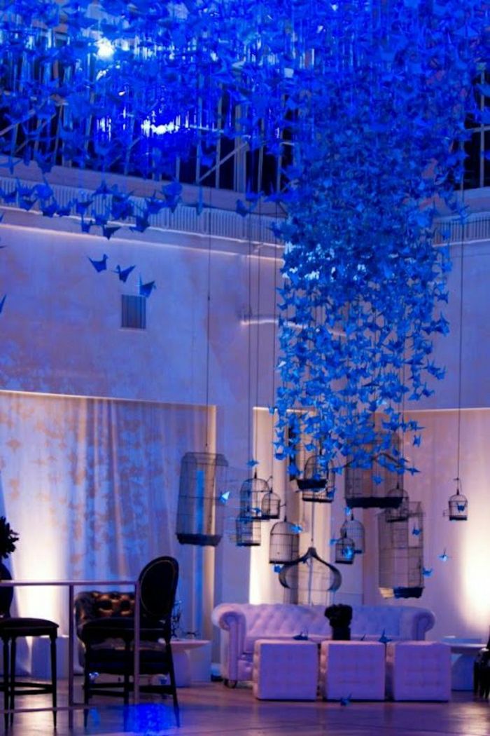 decorazione di cerimonia nuziale blu di Origami appesi-Neon Lights