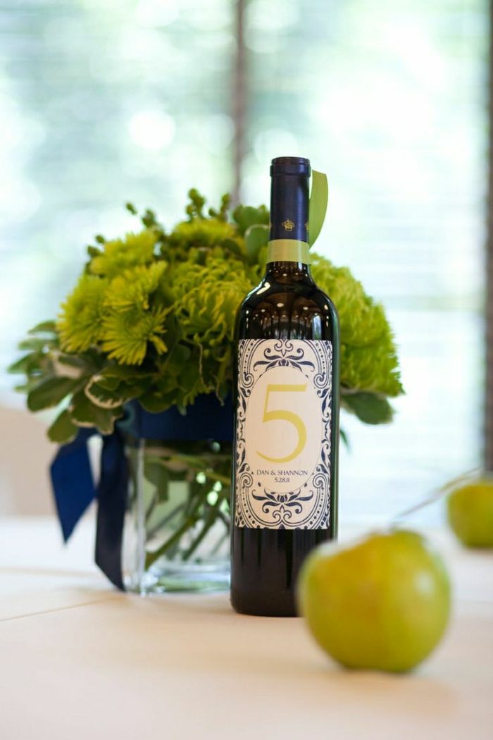 Innramming Wedding Table Decoration Flower Vin flaske eple vin etikett selv
