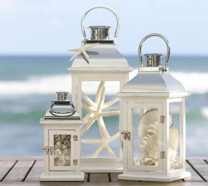 Wedding-på-stranden Dekor skjell sjøstjerner Hvit Lantern romantisk