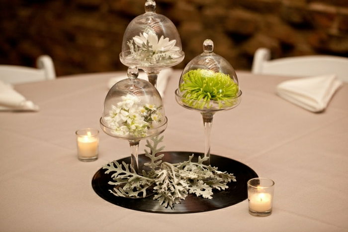 elegante decoração de mesa idéia criativa disco de vinil de casamento