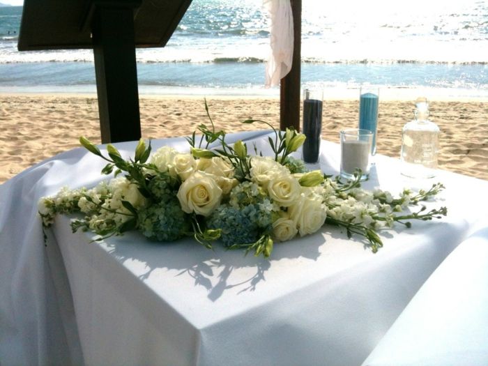 Düğün masa dekorasyonu on deniz