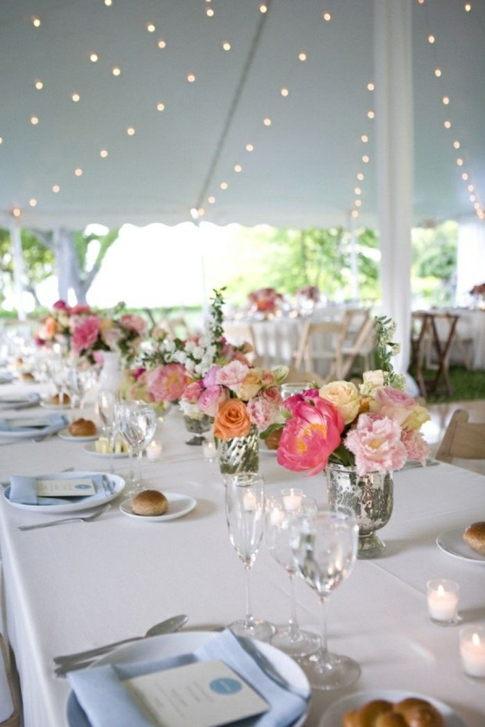 Düğün masa dekorasyonu-aydınlatma Çiçekler