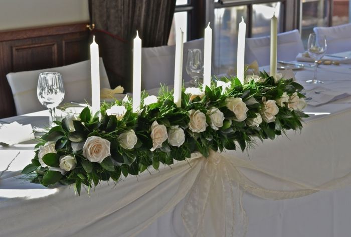 Düğün masa dekorasyonu Mumlar-güller