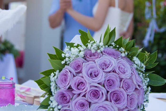 Bryllup bord dekorasjon-lilla roser