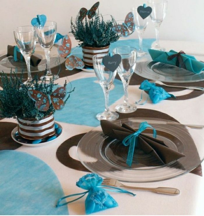 Düğün masa dekorasyonu Çikolata-mavi