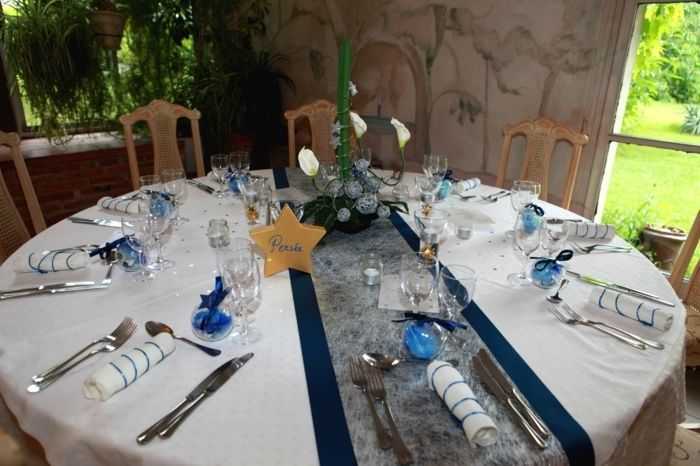 Düğün masa dekorasyonu Servis peçeteleri-koyu mavi