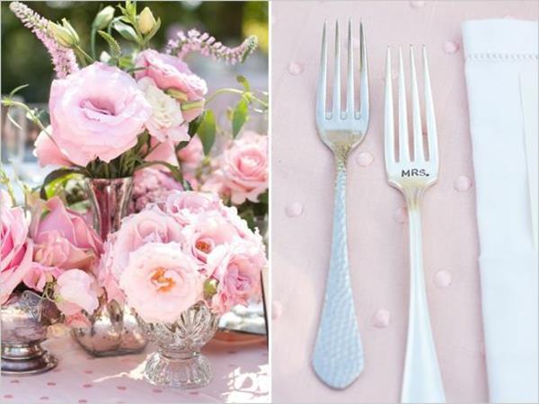 Poroka Decor-za-miza-lepe-elegantne-ideje-roza-cvetje Namizna dekoracija za poroko