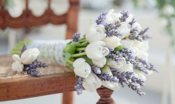 Vestuvių puokštė-of-balta-tulpės