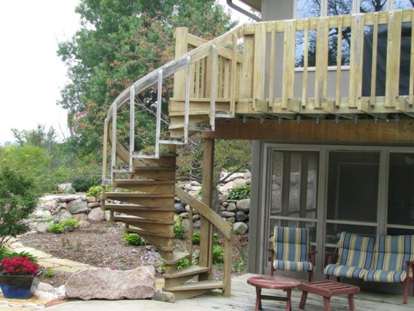 Wood Stair med rekkverk design idé