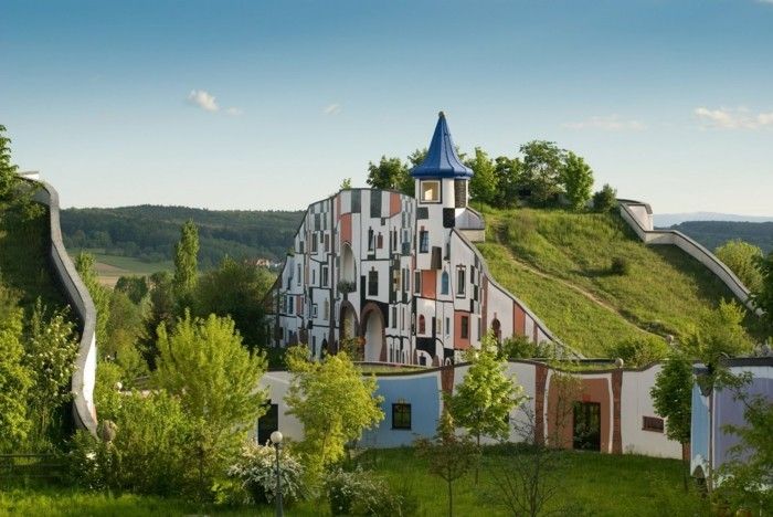 Hundertwasser arkitektur Miljö Natur Dorf5