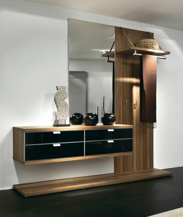 idéias de design de interiores elegante-hall móveis de madeira