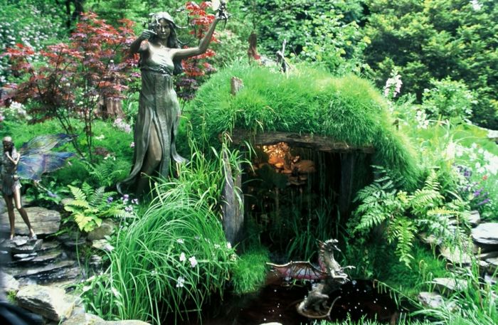 Jane Austen vrt britanski znani aristokratsko-mali slap morski boginj vile kipi