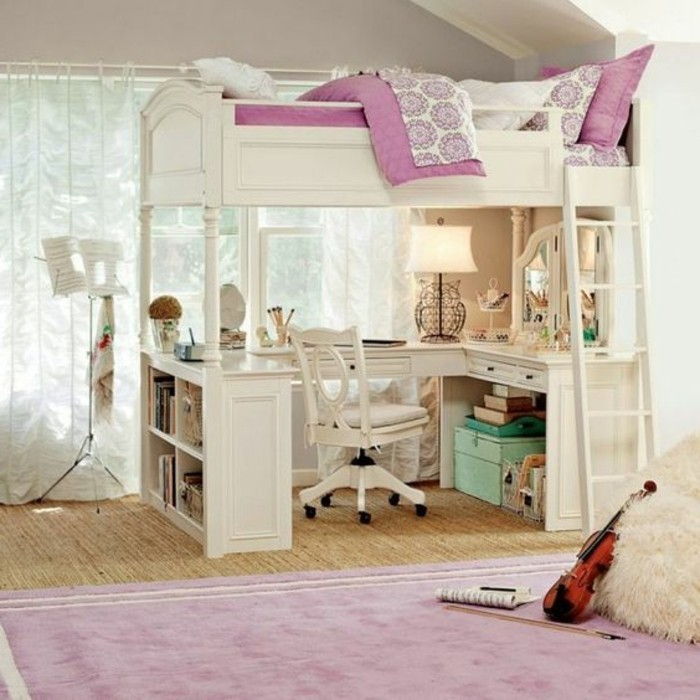 Jaunimo kambario su dviaukšte lova-su elegantišku dizainu