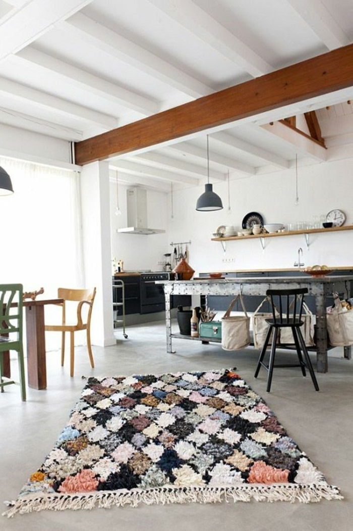 Kök-matsal-industrianläggning stil färgglad matta