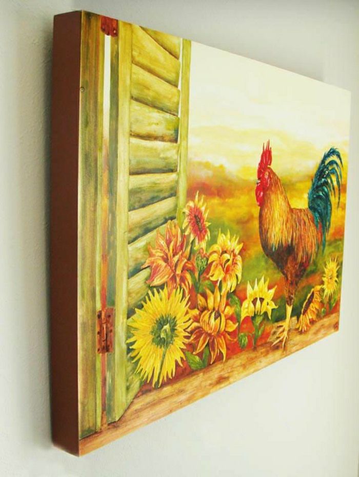 Virtuvė dekoras Sienų apdaila vaizdas saulėgrąžų Deko Hahn-Country stiliaus-jauki
