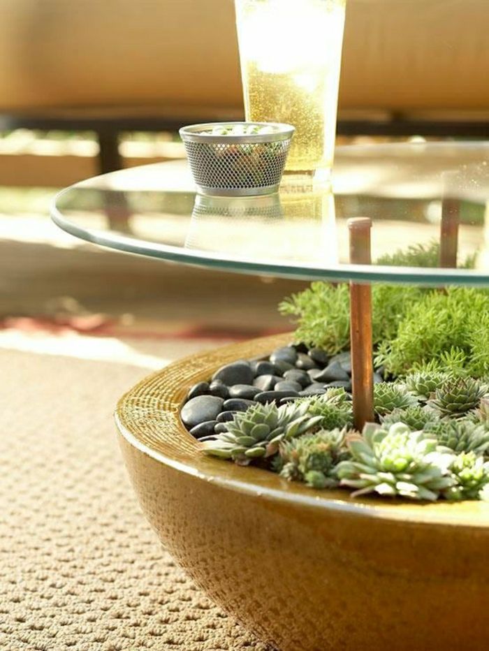 Klubska mizica Steklo Dekoracija rastline cvetlični lonec