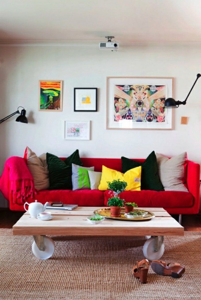 Kavos staliukas su Roller paprastą modelį sofa raudona