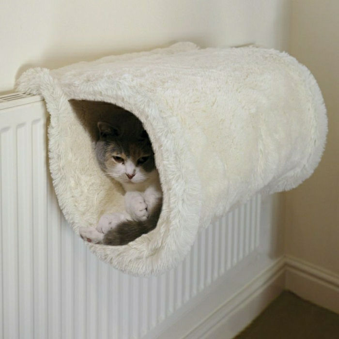 Cat Hammock-belo-puhasta odeja radiator