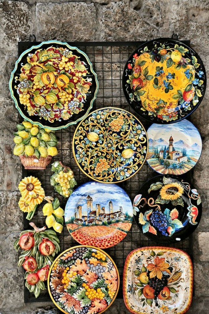 Ceramiczne talerze-talerze w stylu wiejskim-włoski-ręcznie malowane