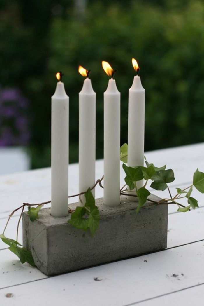 Svečnik Tinker betonske opeke in bele sveče