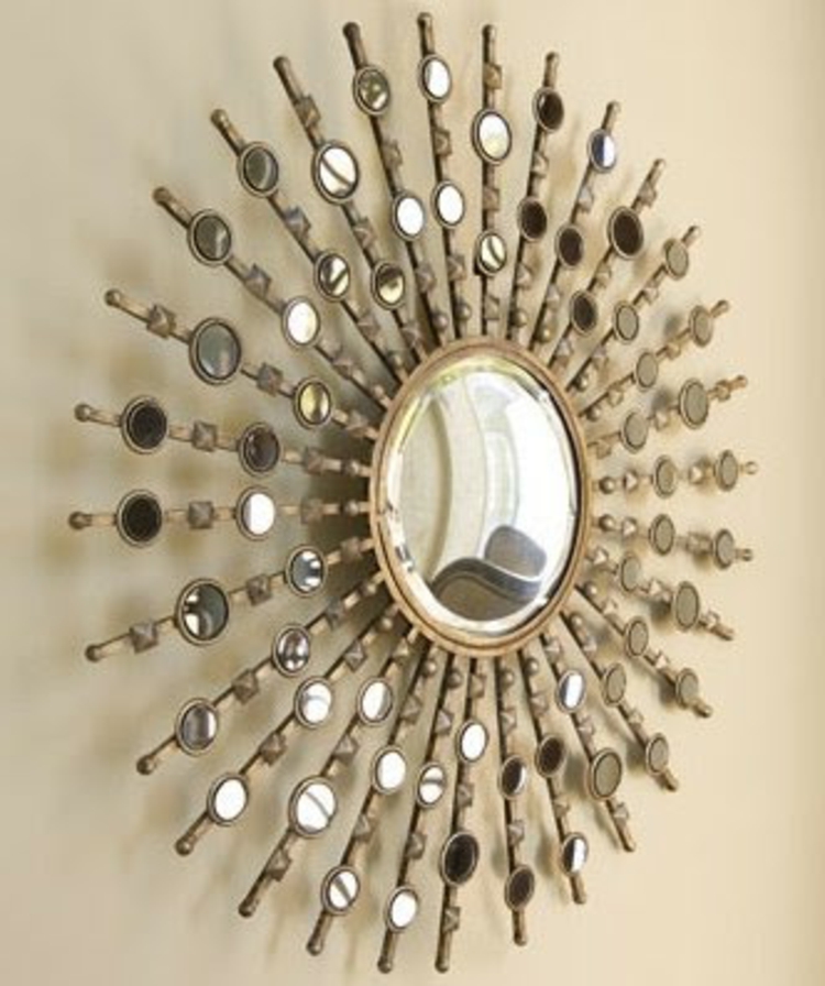 spegel modern-sun-chic-avrundning knappar-ädel ny väggdekoration