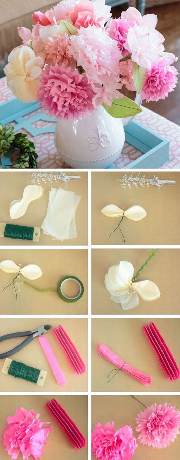 Creatief idee, bloemen maken van crêpepapier, nooit verwelken