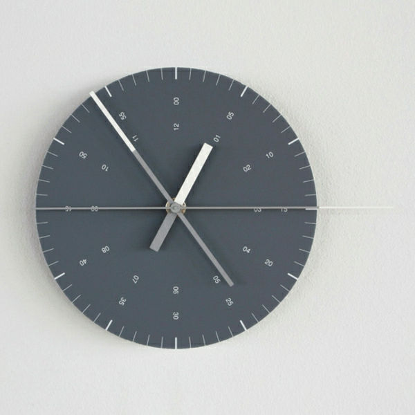Creative väggdesign-med-cool-clock-in-Gray