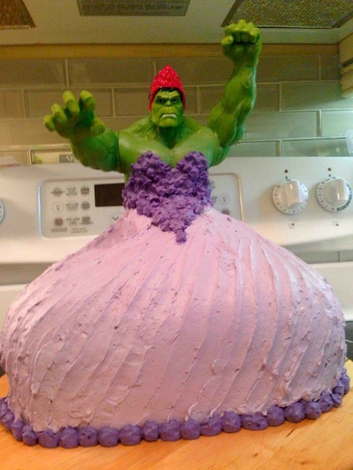 Cupcakes pre deti Birthday s Hulk v šaty princeznej