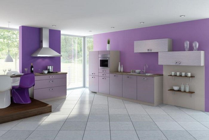 bucatarie-in-violet-set-un-modern dispozitiv