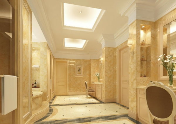 Bagno di lusso minimalista ultra-grande-interior design nelle luci del soffitto bagno