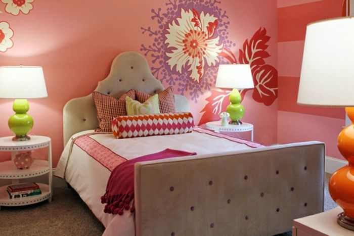 Fetele Wallpaper Dormitor roșu colorat