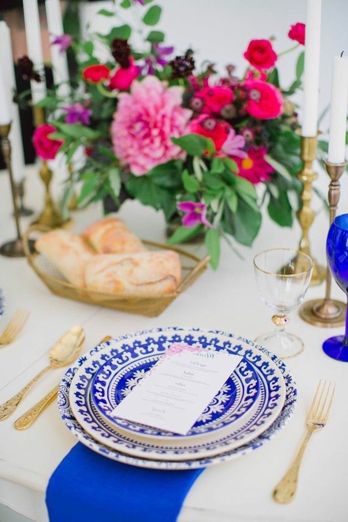 pomysły śródziemnomorskim dekoracja Niebieski stołowe