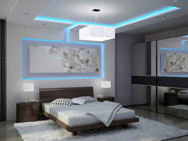 Modern inredning med LED-sänglampa