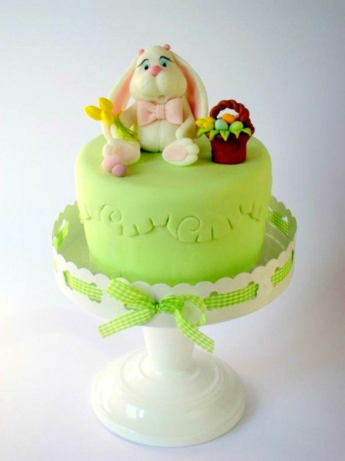 Motivna torta Velikonočni zajček iz fondantske velikonočne košarice Čokoladni slastni kolač