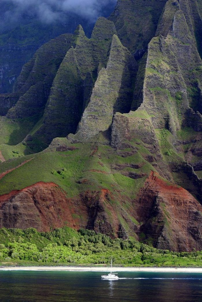 Na pali Krantas Kauai Havajų Kalnų migla puikus