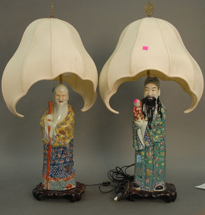 Nattbord lamper kinesisk porselen figurer eksotiske Asia