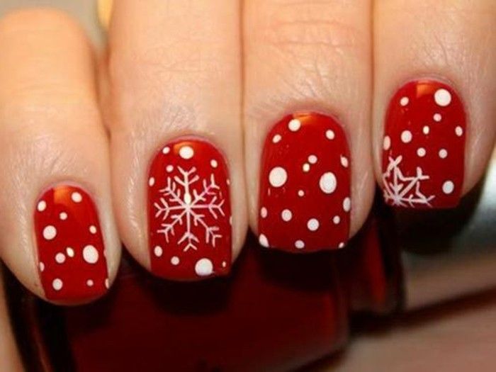 Nail design galeria-Natal-vermelho-Fabe-and-decorativo de neve