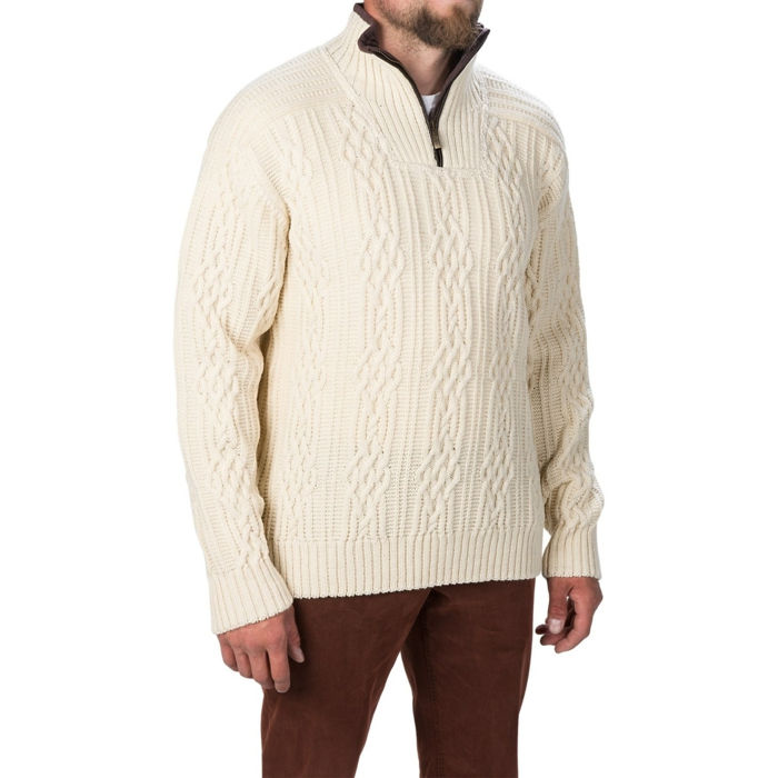 Norvegiană pulover-de-lână-bej-zip