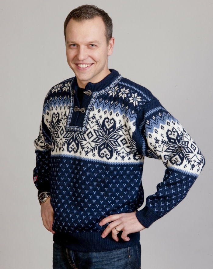 Norvegiană pulover-negru-albastru