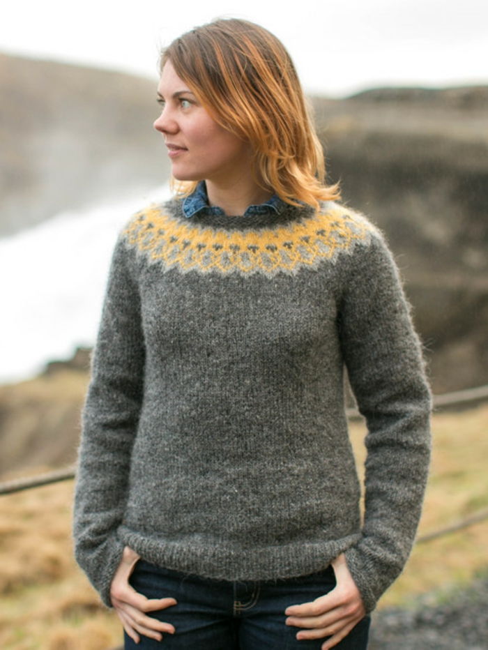 Norvegiană pulover-gri-galben-pentru-femei